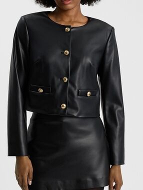 NWT Express Womens Faux Leather Cropped Jacket
